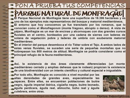 El Parque Nacional de Monfragüe tiene una superficie de 18.396 hectáreas y es uno de los ejemplos más representativos del bosque y matorral mediterráneos.