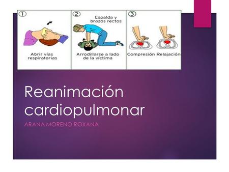 Reanimación cardiopulmonar ARANA MORENO ROXANA.  Paro cardiorespiratorio  Interrupción brusca, inesperada y potencialmente reversible de la circulación.