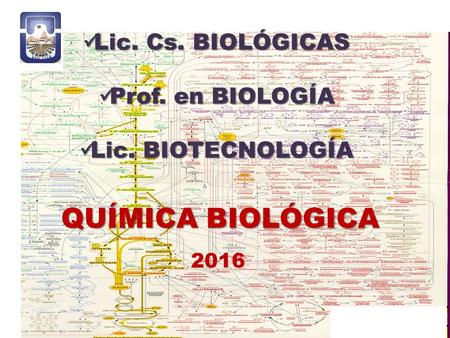 QUÍMICA BIOLÓGICA Lic. Cs. BIOLÓGICAS Lic. Cs. BIOLÓGICAS Prof. en BIOLOGÍA Prof. en BIOLOGÍA Lic. BIOTECNOLOGÍA Lic. BIOTECNOLOGÍA 2016.