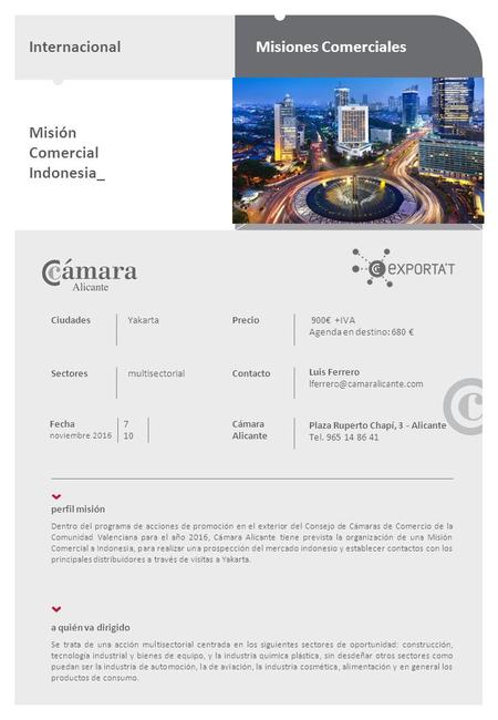 InternacionalMisiones Comerciales Misión Comercial Indonesia_ perfil misión Dentro del programa de acciones de promoción en el exterior del Consejo de.