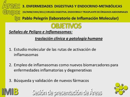 Señales de Peligro e Inflamasomas: traslación clínica a patología humana 1.Estudio molecular de las rutas de activación de inflamasomas 2.Empleo de inflamasomas.