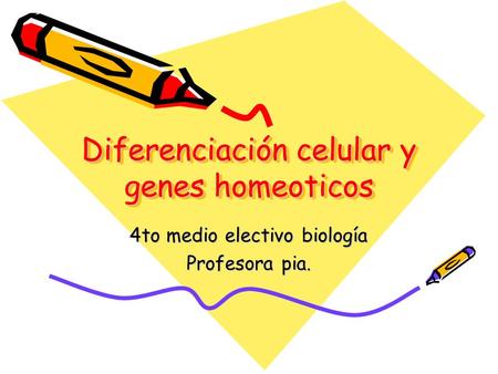 Diferenciación celular y genes homeoticos 4to medio electivo biología Profesora pia.