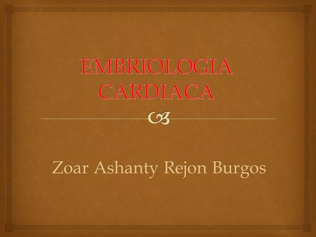 Zoar Ashanty Rejon Burgos.   El sistema vascular aparece a la mitad de la tercer semana de gestación.  Las células cardiacas progenitoras migran hacia.