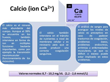 El calcio es el mineral más abundante del cuerpo. Aunque el 99% se encuentra en los huesos, también interviene en forma de ion en múltiples funciones bastante.