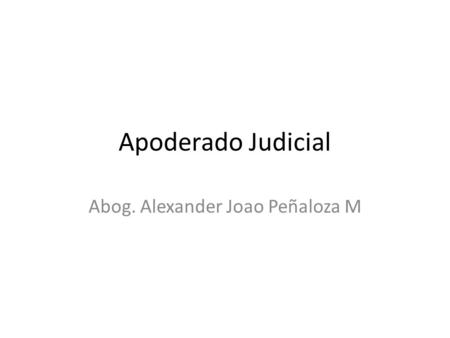 Apoderado Judicial Abog. Alexander Joao Peñaloza M.