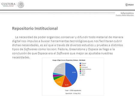 Repositorio Institucional La necesidad de poder organizar, conservar y difundir todo material de manera digital nos impulso a buscar herramientas tecnológicas.