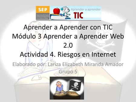 Aprender a Aprender con TIC Módulo 3 Aprender a Aprender Web 2.0 Actividad 4. Riesgos en Internet Elaborado por: Lariza Elizabeth Miranda Amador Grupo.