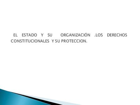 EL ESTADO Y SU ORGANIZACIÓN.LOS DERECHOS CONSTITUCIONALES Y SU PROTECCION. EL ESTADO Y SU ORGANIZACIÓN.LOS DERECHOS CONSTITUCIONALES Y SU PROTECCION.