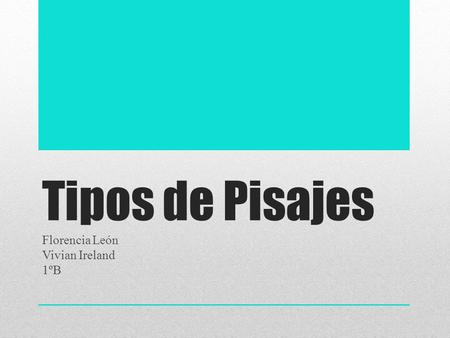 Tipos de Pisajes Florencia León Vivian Ireland 1ºB.