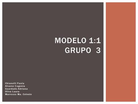 Chianelli Paula Alvarez Eugenia Guardado Adriana Oliva Laura Marrocco Ma. Celeste MODELO 1:1 GRUPO 3.