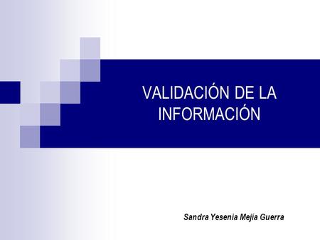 VALIDACIÓN DE LA INFORMACIÓN Sandra Yesenia Mejía Guerra.