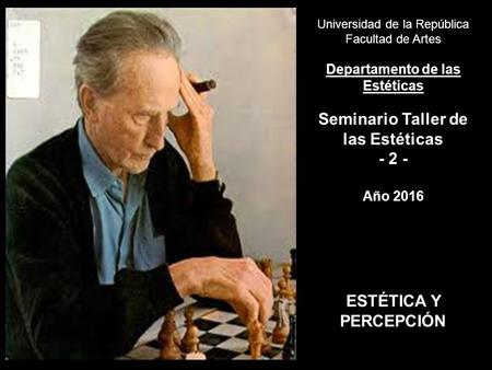 Universidad de la República Facultad de Artes Departamento de las Estéticas Seminario Taller de las Estéticas - 2 - Año 2016 ESTÉTICA Y PERCEPCIÓN.