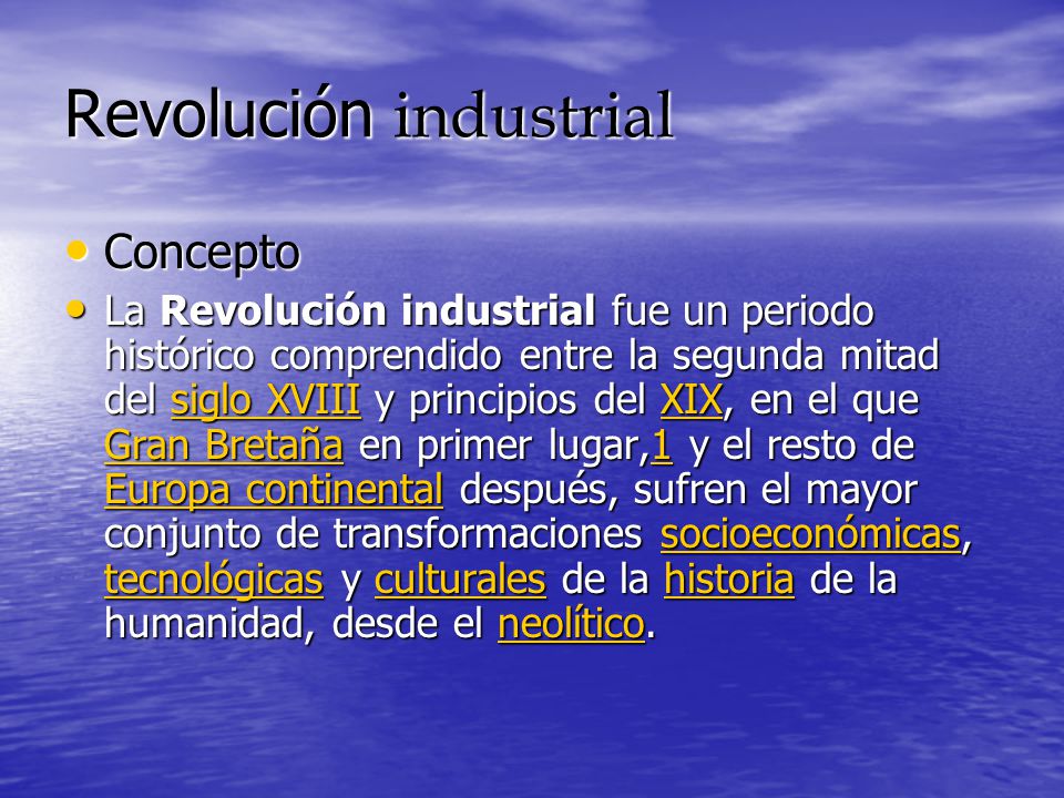 Revolución industrial Concepto Concepto La Revolución industrial fue un  periodo histórico comprendido entre la segunda mitad del siglo XVIII y  principios. - ppt descargar