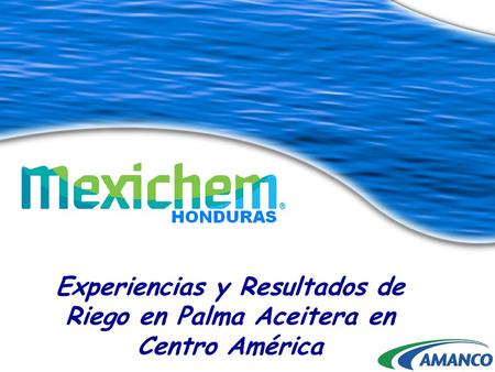 APROACH DE CENTROAMERICA DEL PROYECTO DE COMPLEXITY MANAGEMET Experiencias y Resultados de Riego en Palma Aceitera en Centro América.
