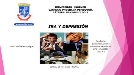 IRA Y DEPRESIÓN Barinas, 05 de Marzo de 2015 UNIVERSIDAD YACAMBU CARRERA: PROGRAMA PSICOLOGÍA CÁTEDRA: PSICOFISIOLOGÍA Estudiante: García Yoel Antonio.