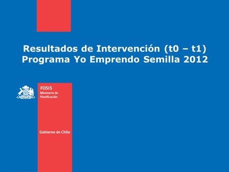 Resultados de Intervención (t0 – t1) Programa Yo Emprendo Semilla 2012.