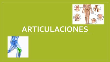 ARTICULACIONES. Articulación Las articulaciones son los puntos de contacto entre los huesos y tienen dos funciones: sostienen los huesos firmemente entre.