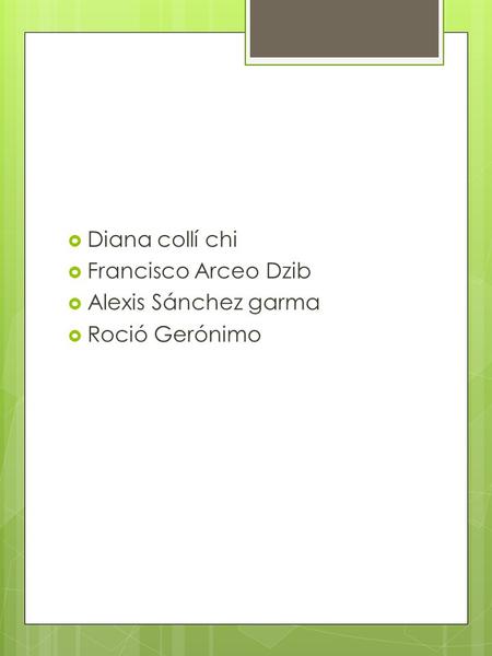  Diana collí chi  Francisco Arceo Dzib  Alexis Sánchez garma  Roció Gerónimo.