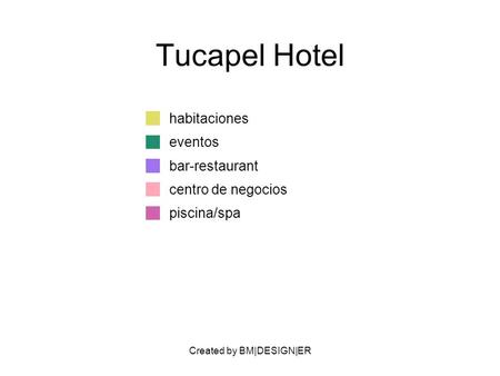 Created by BM|DESIGN|ER Tucapel Hotel habitaciones eventos bar-restaurant centro de negocios piscina/spa.