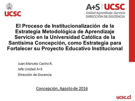 El Proceso de Institucionalización de la Estrategia Metodológica de Aprendizaje Servicio en la Universidad Católica de la Santísima Concepción, como Estrategia.