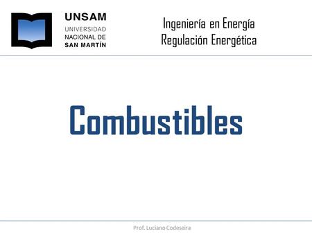 Ingeniería en Energía Regulación Energética Combustibles Prof. Luciano Codeseira.