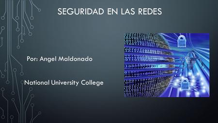 SEGURIDAD EN LAS REDES Por: Angel Maldonado National University College.