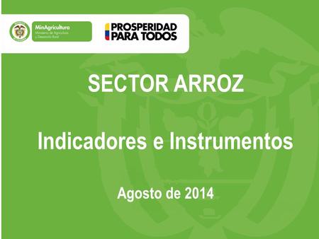SECTOR ARROZ Indicadores e Instrumentos Agosto de 2014.