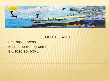 EL CICLO DEL AGUA Por: Aury Lluveras National University Online Bio ONL.