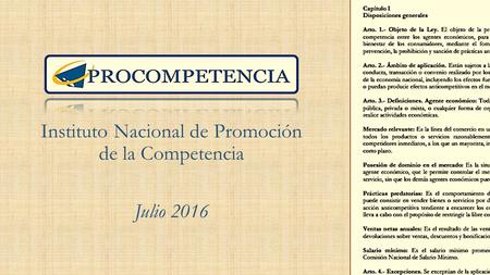 Instituto Nacional de Promoción de la Competencia Julio 2016.