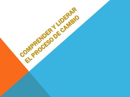 COMPRENDER Y LIDERAR EL PROCESO DE CAMBIO. ¿QUÉ ES UN LÍDER? Es una persona que guía a otros hacia una meta común, mostrando el camino y creando un ambiente.