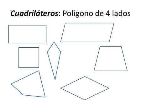 Cuadriláteros: Polígono de 4 lados. Trapecios: mínimo un par de lados paralelos Lados paralelos Nota: un trapecio es isósceles si tiene dos lados iguales.