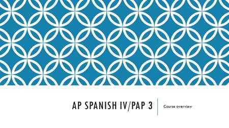 AP SPANISH IV/PAP 3 Course overview. ¿QUÉ ES EL PROGRAMA DE AP? o El programa avanzado de AP (The Advanced Placement Program ® ) les da la oportunidad.