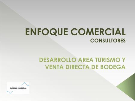 ENFOQUE COMERCIAL CONSULTORES DESARROLLO AREA TURISMO Y VENTA DIRECTA DE BODEGA.