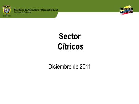 Sector Cítricos Diciembre de – Participación en el área nacional frutales. 2.26% – Costa Atlántica (Atlántico, Magdalena, Cesar y Bolívar), Nor-Oriente.