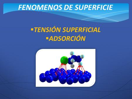 FENOMENOS DE SUPERFICIE  TENSIÓN SUPERFICIAL  ADSORCIÓN.