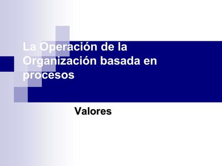 La Operación de la Organización basada en procesos