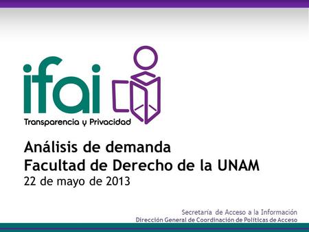 Secretaría de Acceso a la Información Dirección General de Coordinación de Políticas de Acceso Análisis de demanda Facultad de Derecho de la UNAM 22 de.