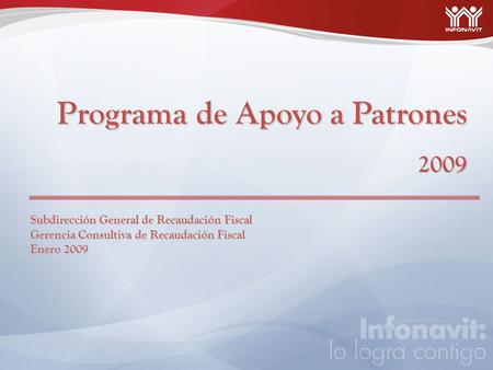 Programa de Apoyo a Patrones 2009 Subdirección General de Recaudación Fiscal Gerencia Consultiva de Recaudación Fiscal Enero 2009.