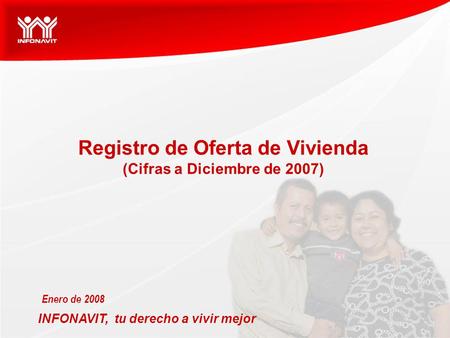 INFONAVIT, tu derecho a vivir mejor Enero de 2008 Registro de Oferta de Vivienda (Cifras a Diciembre de 2007)