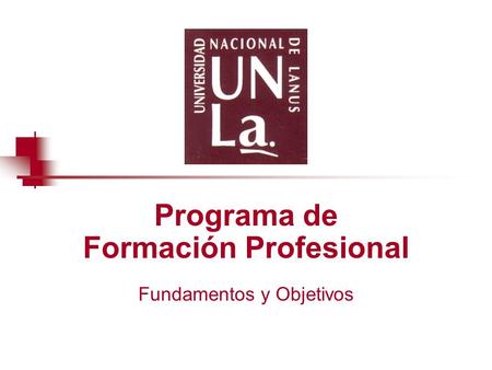 Programa de Formación Profesional Fundamentos y Objetivos.