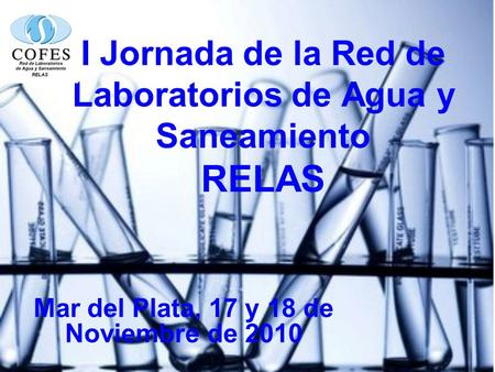 I Jornada de la Red de Laboratorios de Agua y Saneamiento RELAS Mar del Plata, 17 y 18 de Noviembre de 2010.