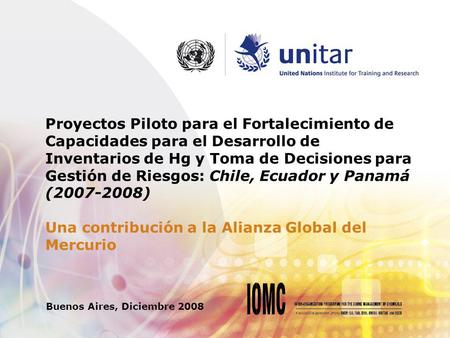 Proyectos Piloto para el Fortalecimiento de Capacidades para el Desarrollo de Inventarios de Hg y Toma de Decisiones para Gestión de Riesgos: Chile, Ecuador.