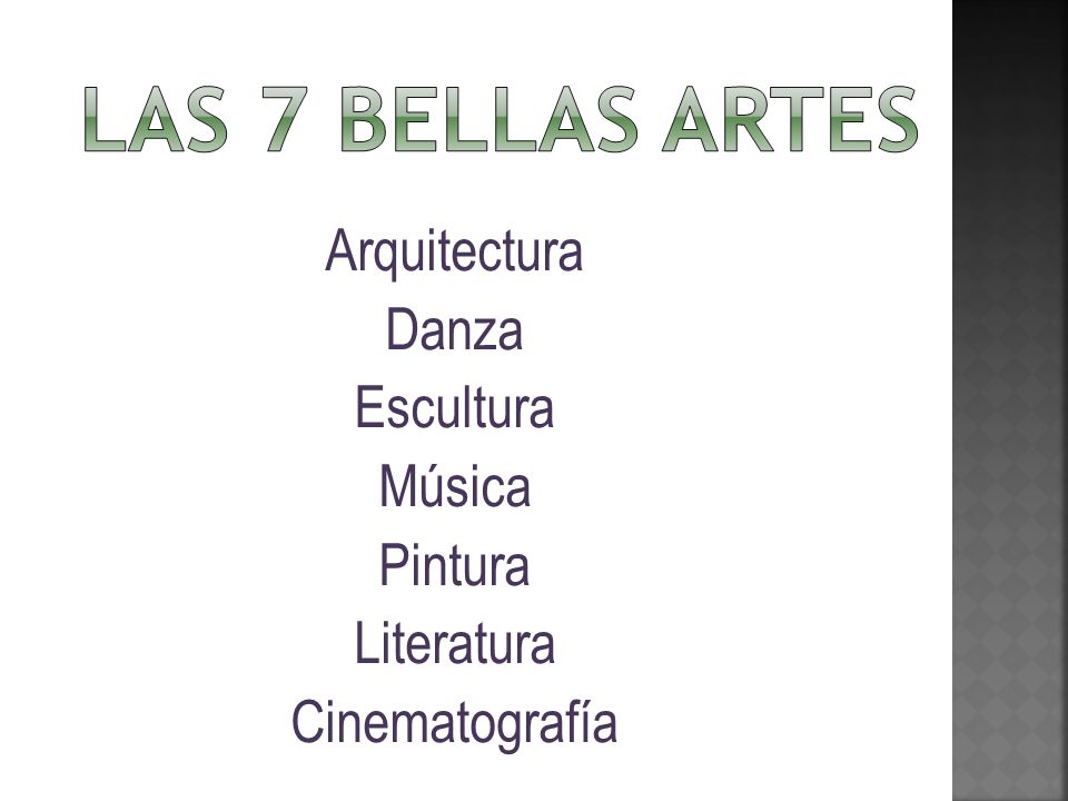 Las 7 bellas artes Arquitectura Danza Escultura Música Pintura - ppt video  online descargar