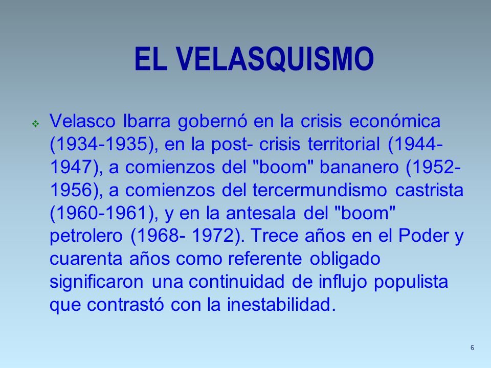 Resultado de imagen de EL VELASQUISMO, BOOM PETROLERO Y REFORMA AGRARIA EN ECUADOR EN EL SIGLO XX.