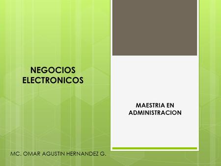 MAESTRIA EN ADMINISTRACION NEGOCIOS ELECTRONICOS MC. OMAR AGUSTIN HERNANDEZ G.