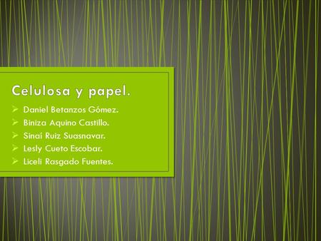  Daniel Betanzos Gómez.  Biniza Aquino Castillo.  Sinaí Ruiz Suasnavar.  Lesly Cueto Escobar.  Liceli Rasgado Fuentes.