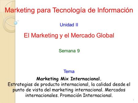 Marketing Mix Internacional.