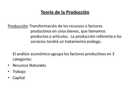 Teoría de la Producción