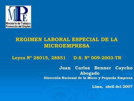 REGIMEN LABORAL ESPECIAL DE LA MICROEMPRESA