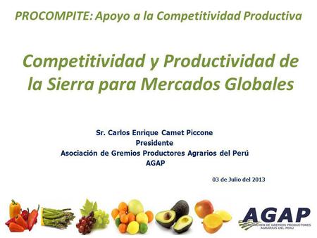 Competitividad y Productividad de la Sierra para Mercados Globales